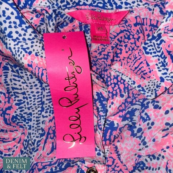 Lilly Pulitzer Natalie Shirtdress Cover-Up XS Coastal Blue Maybe Gator NWT/NEW!! - Picture 7 of 12